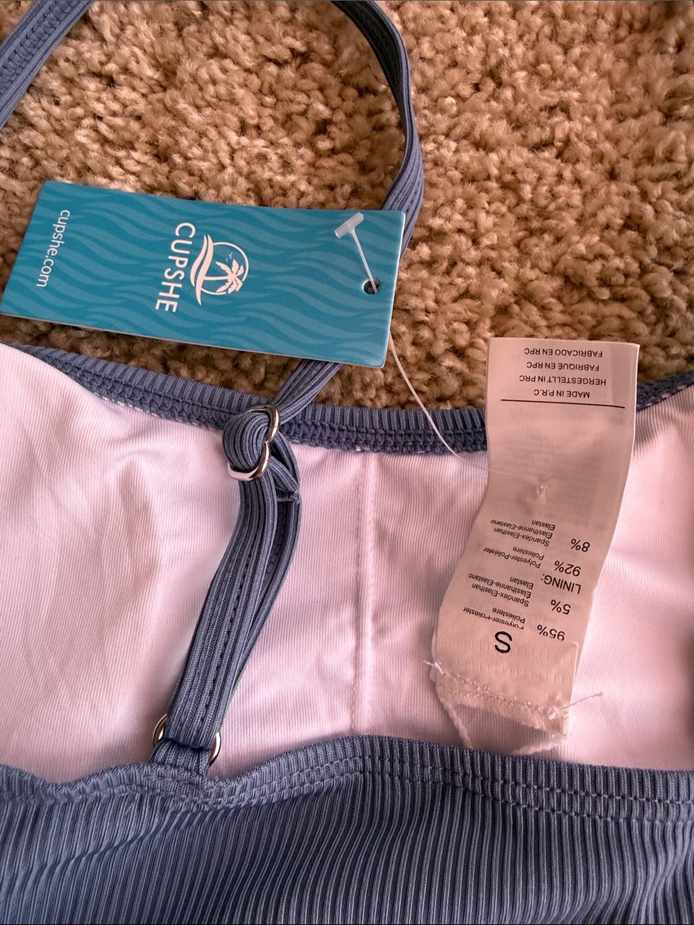 Cupshe Slate Blue Ribbed Two-Piece Bikini Set - Picture 3 of 3